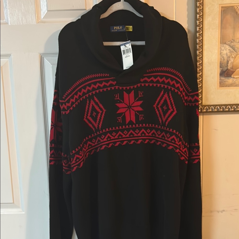 Polo by Ralph Lauren Black and Red Turtleneck Sweater